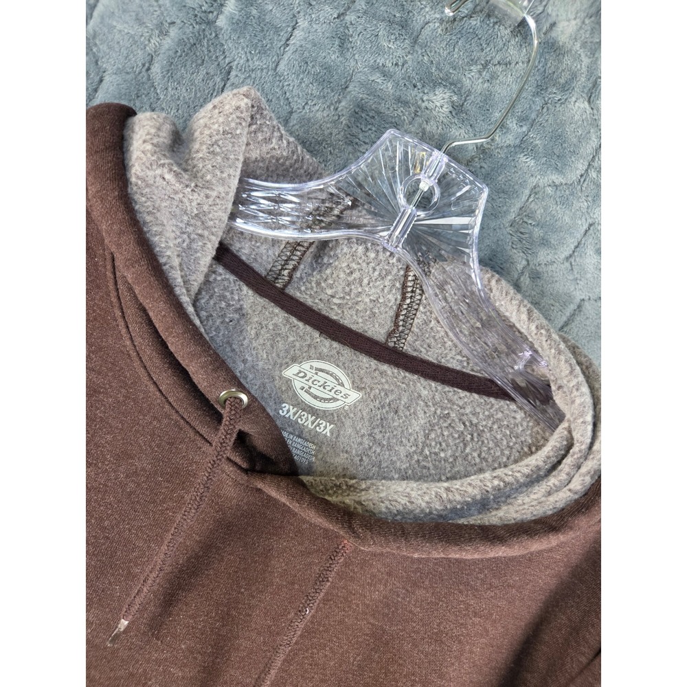 Dickies Mens 3X Brown Heathered Graphic Logo Sleeve Pullover Hoodie Sweatshirt